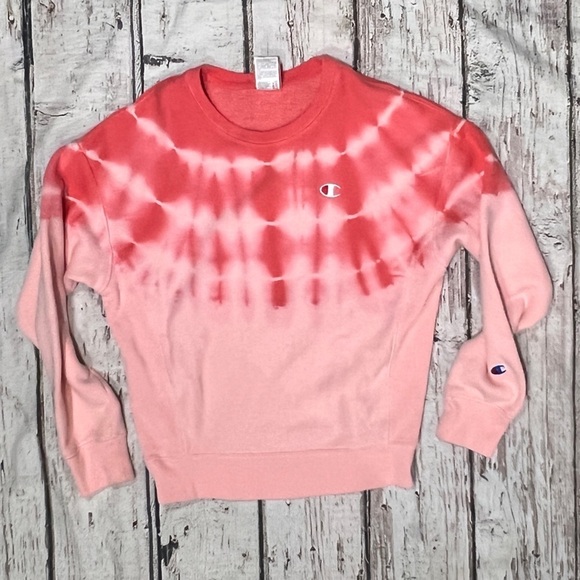 Champion Reverse Weave Crewneck Women's Top Tie Dye Pullover Sweatshirt - Picture 1 of 5